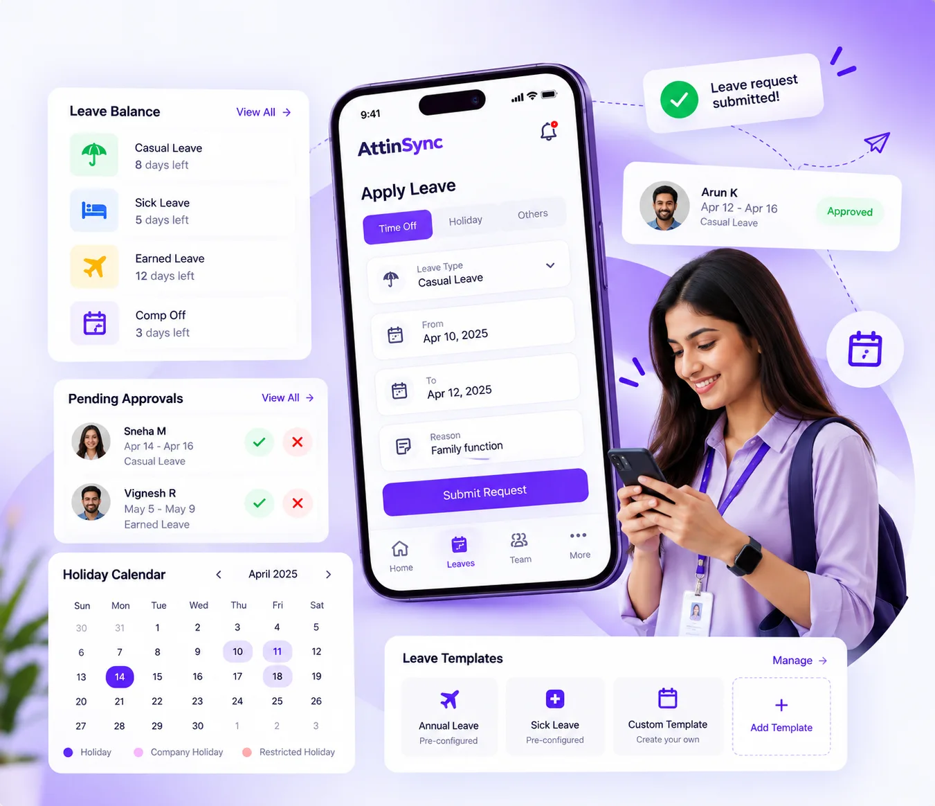 AttinSync leave and holiday management