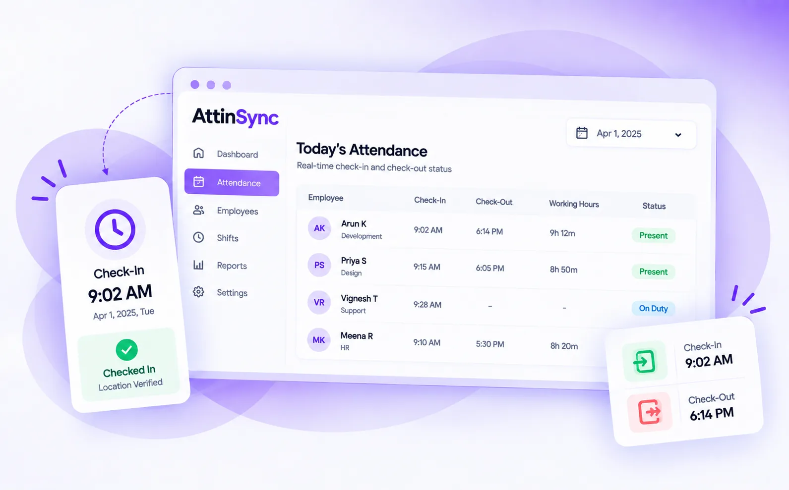 AttinSync Attendance Dashboard
